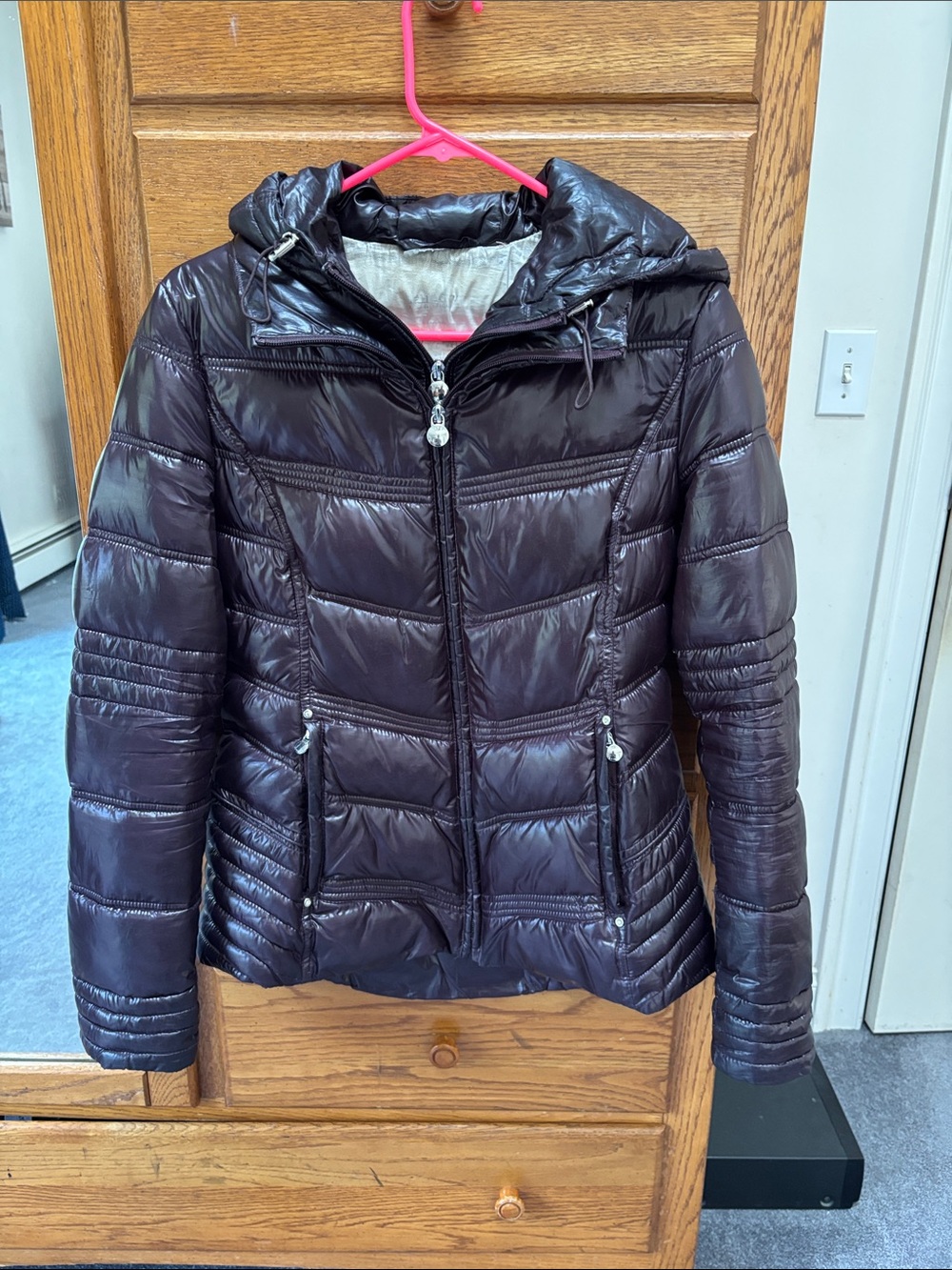 Laundry By Shelli Segal Quilted Hooded Puffer Jacket - Plum